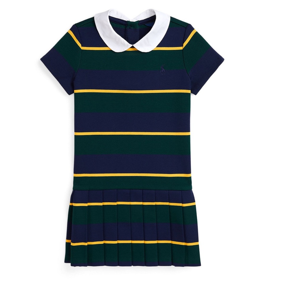 Ralph Lauren Navy and Green Dress with White Collar